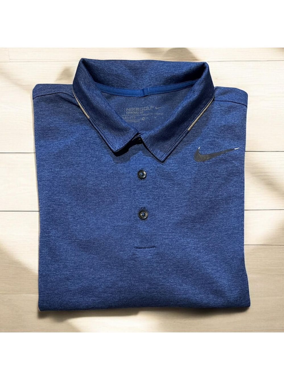 Nike Golf * Men's Heathered Navy Blue Polo Athletic Dri-Fit Size Medium
